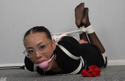 Lilly – Lilly’s Office Bondage Ballgag Tape Gag and Hogtie